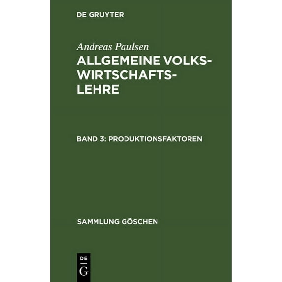 Sammlung Göschen Produktionsfaktoren, Book 1171, (Hardcover)