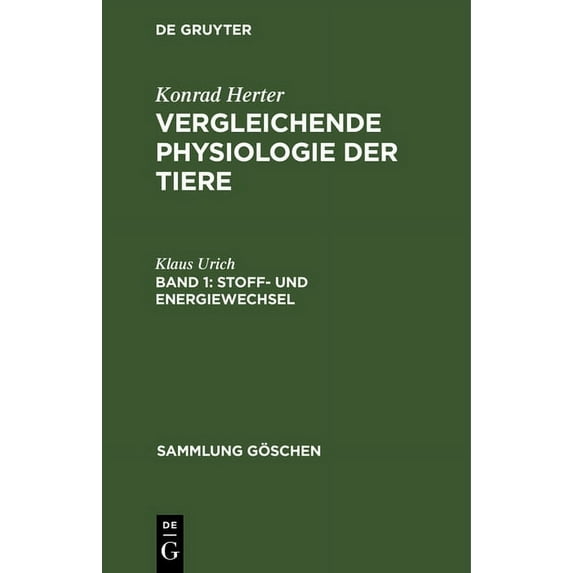 Sammlung Göschen: Stoff- und Energiewechsel (Hardcover)