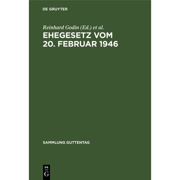 Sammlung Guttentag Ehegesetz vom 20. Februar 1946, Book 230, (Hardcover)