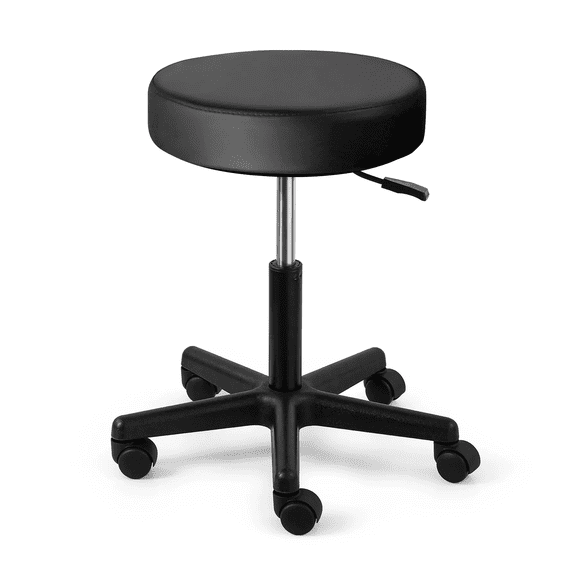 Sammons Preston Pneumatic Therapy Stool, Rolling Stool with Wheels & Swivel Seat, Adjustable Height Stool with Dense Foam Cushion, Office or Clinical Use, Black, 5-Leg Base for Stability