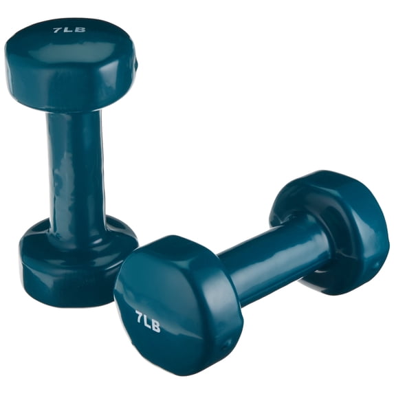 Sammons Preston Vinyl-Coated Iron Dumbbells, 7 lb Pair