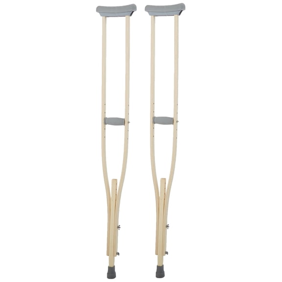 Sammons Preston Wooden Crutches, Adult Size, Adjustable Height, 1 Pair