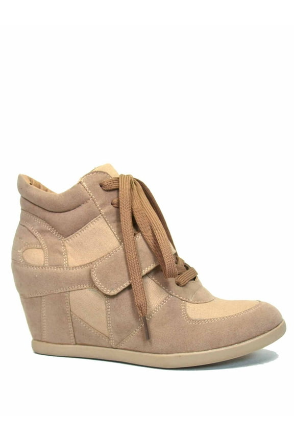 Sammy-06 Women's Lace Up High Top Ankle Hidden Wedge Heels Sneaker Boots