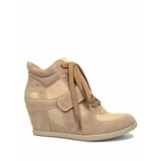 FOREVER LINK Sammy-06 Women's Lace Up High Top Ankle Hidden Wedge Heels Sneaker Boots