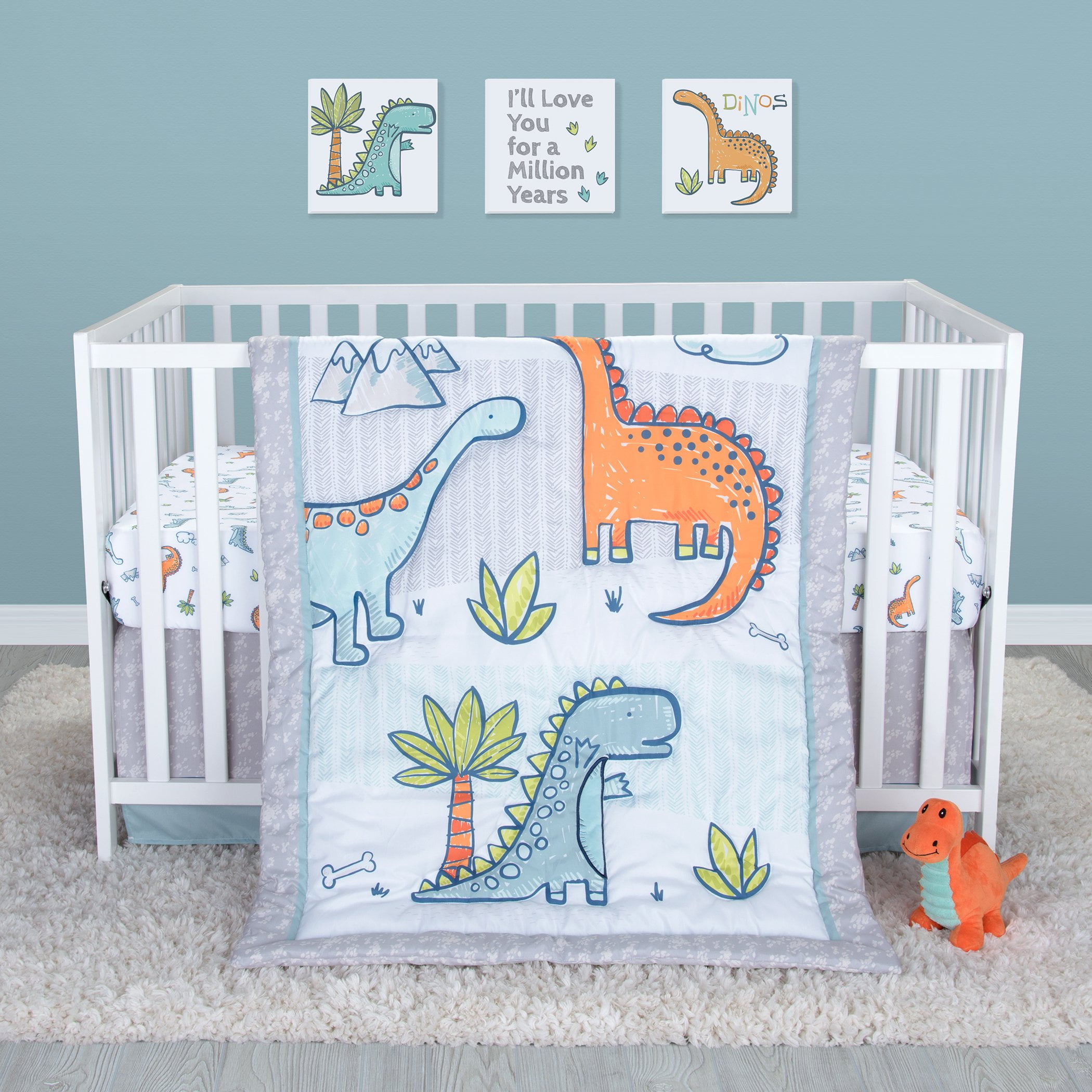 Sammy And Lou Dinosaur Million Years 4 Piece Crib Bedding Set for