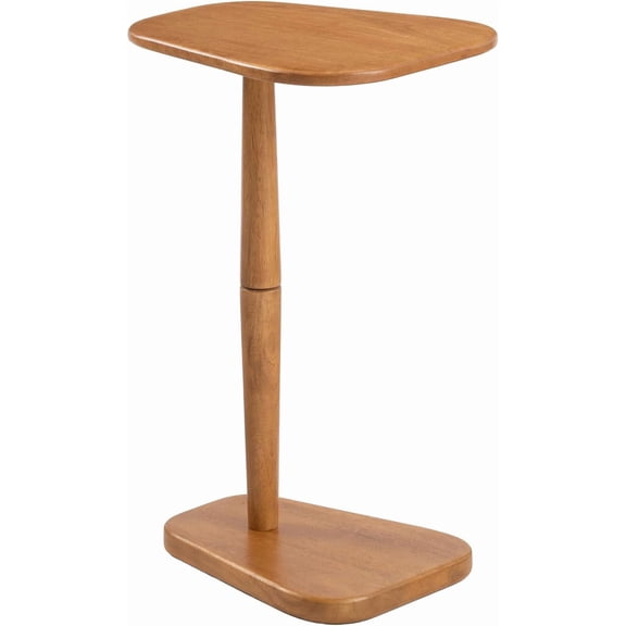 Sammy C-Shaped 22" Solid Wood Side Table, Mid Tone Honey