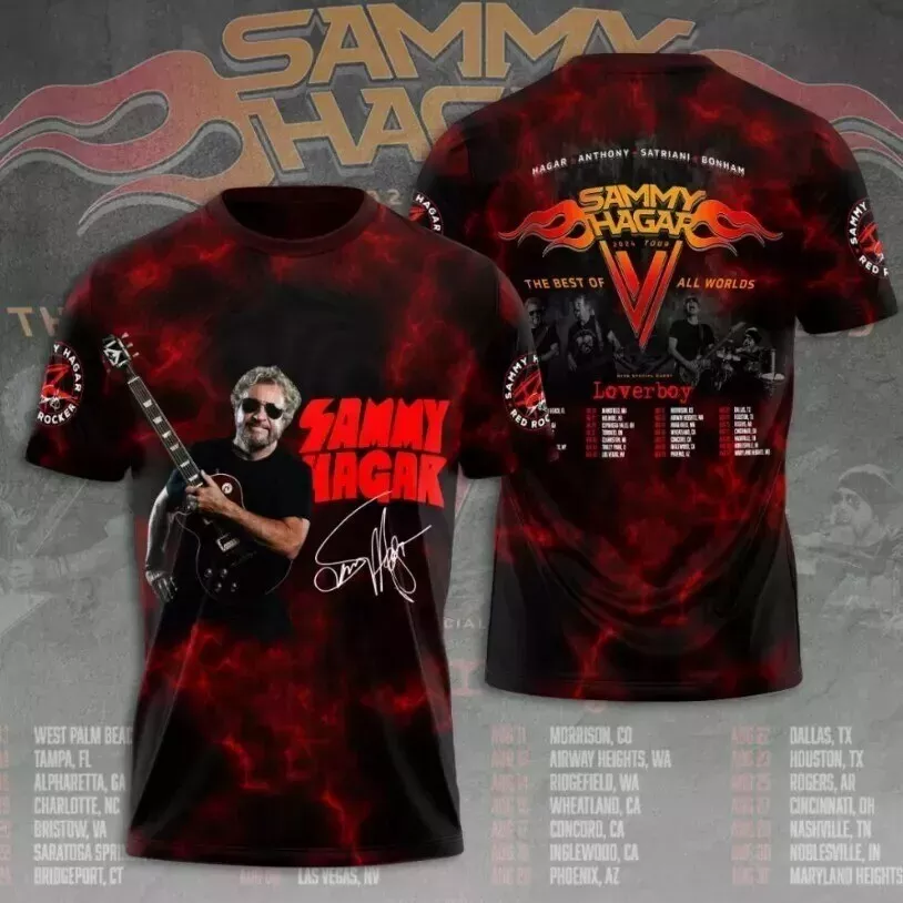 Sammy Hagar Red Rocker The Best Of All World Tour 2024 3d Tshirt