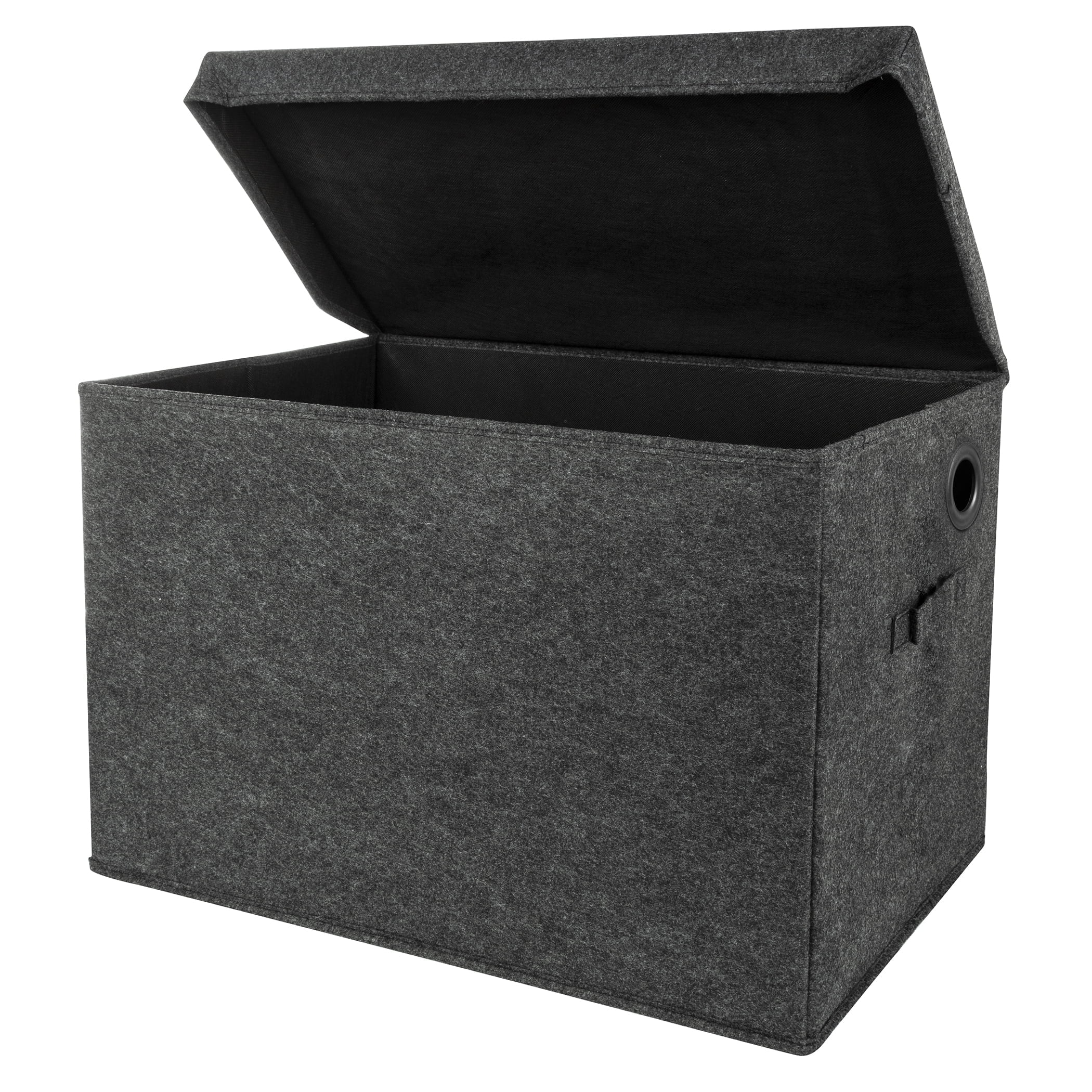 Charcoal Gray Felt Collapsible Toy Storage Box with Handles