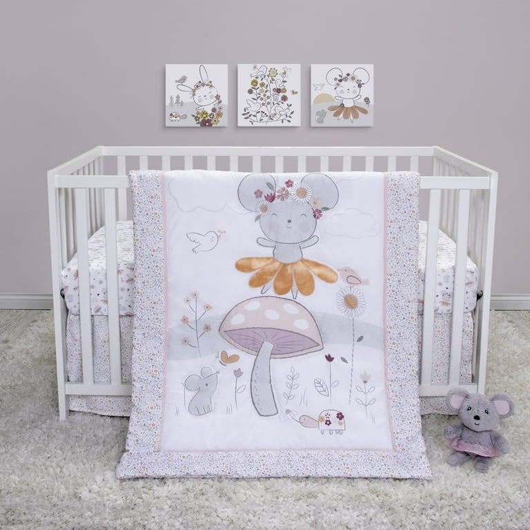 Sammy & Lou Elephant Garden 4 Piece Crib Bedding Set, Pink