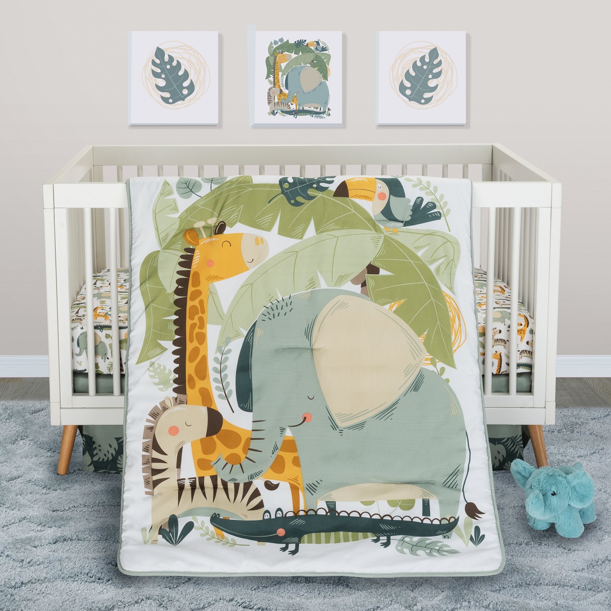 Free Shipping Sammy Lou Baby Nursery Crib Bedding Set Jungle Escape 4 Piece Walmart