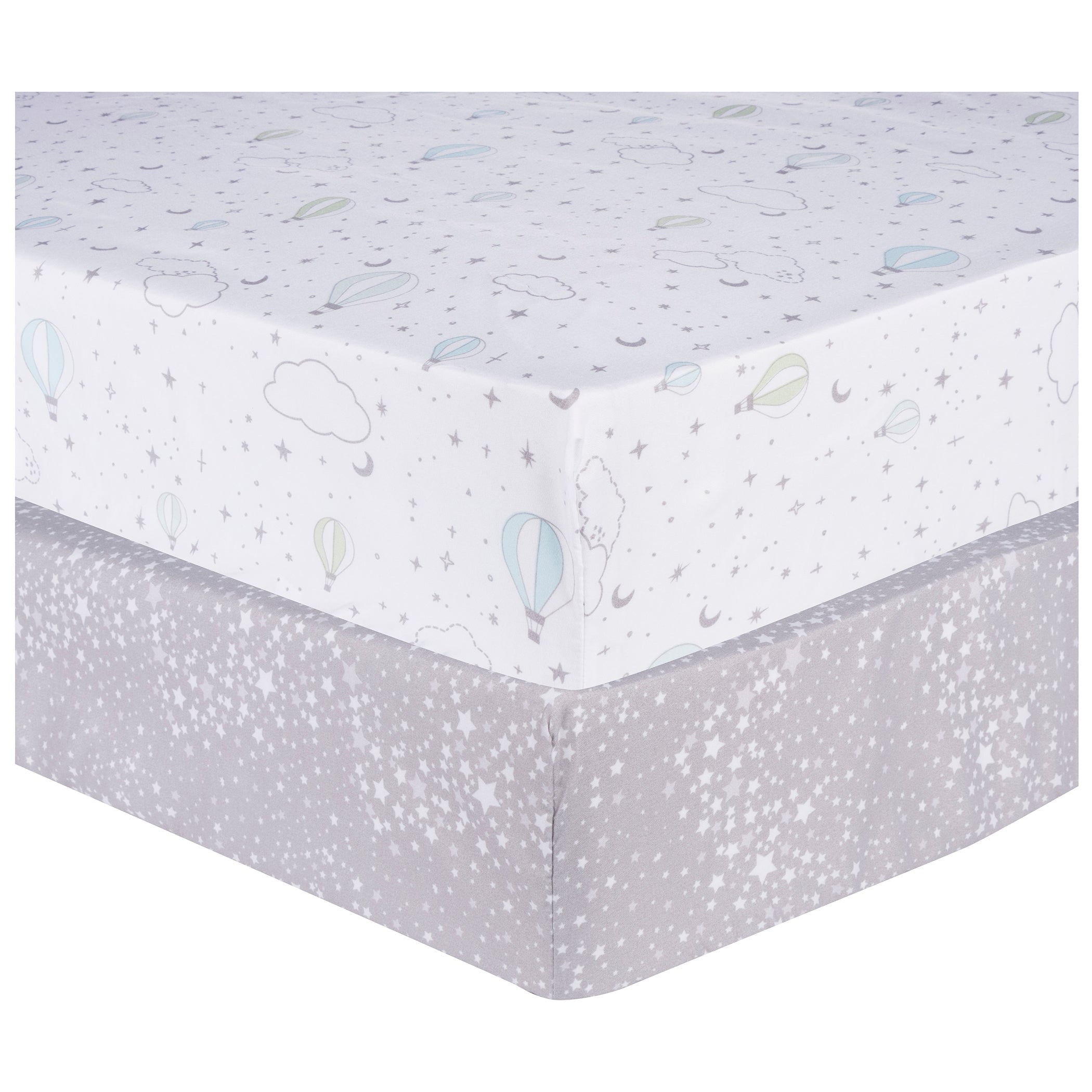 Starry Dreams Gray and White Microfiber Crib Sheet Set