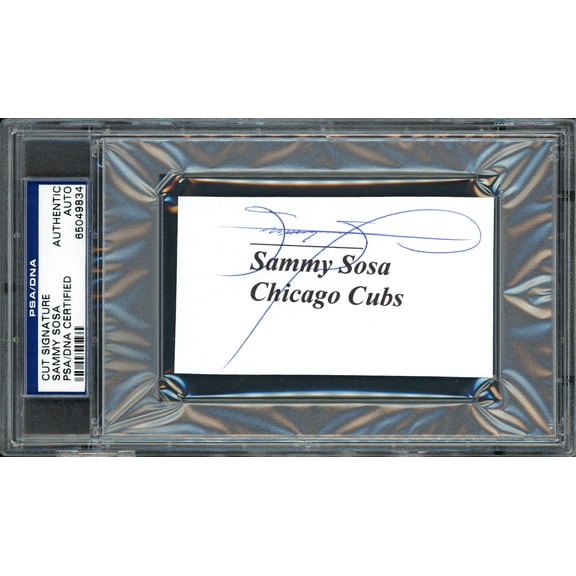 Sammy Sosa Autographed 2.25x3.75 Cut Signature Card Chicago Cubs PSA/DNA #65049834