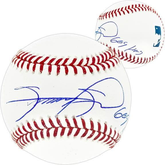 Sammy Sosa Autographed Official MLB Baseball Chicago Cubs "609 HRS" Beckett BAS QR 244050