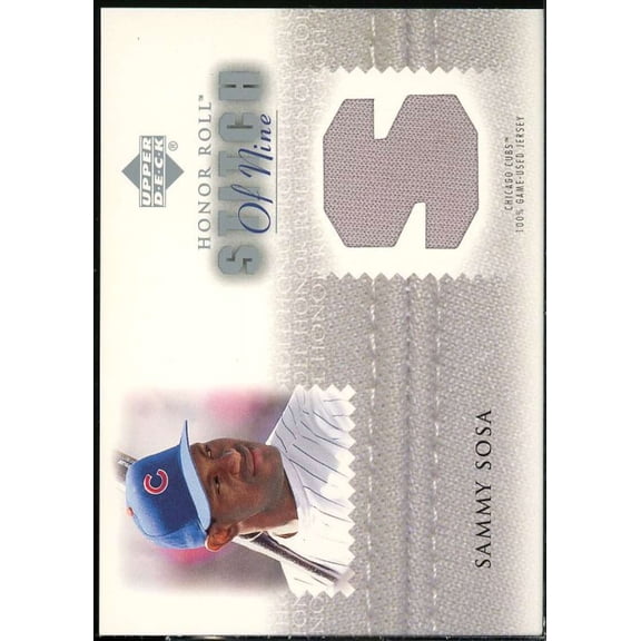 Sammy Sosa Card 2002 Upper Deck Honor Roll Stitch of Nine Game Jersey #S9SS1