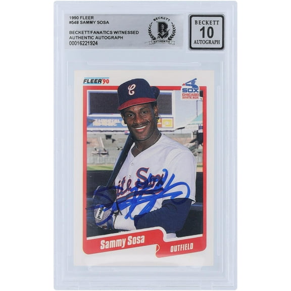 Sammy Sosa Chicago White Sox Autographed 1990 Fleer Series 2 #548 Beckett Fanatics Witnessed Authenticated 10 Rookie Card - Fanatics Authentic Certified