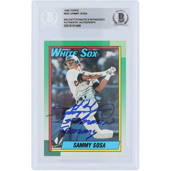 Sammy Sosa Chicago White Sox Autographed 1990 Topps Series 2 #692 Beckett Fanatics Witnessed Authenticated Rookie Card with "SLAMMIM SAMMY" Inscription - Fanatics Authentic Certified
