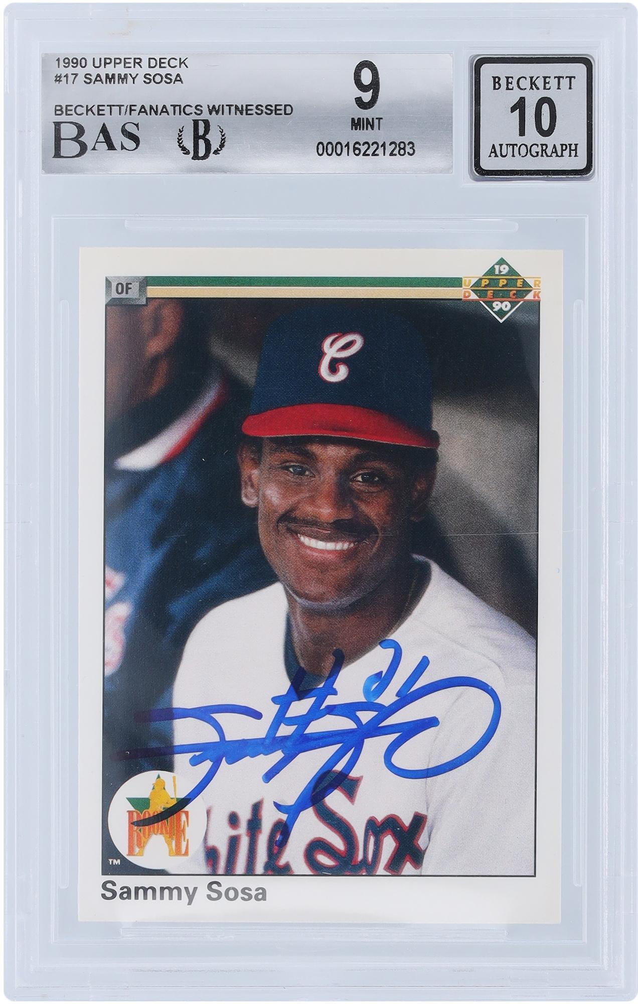 Sammy Sosa Chicago White Sox Autographed 1990 Upper Deck Series 1 #17 Beckett Fanatics Witnessed Authenticated 9/10 Rookie Card - Fanatics Authentic Certified