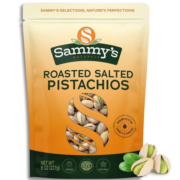Sammys Naturals California Pistachios, Roasted & Salted (8oz) Kosher, Non-GMO