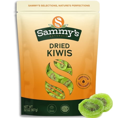 Sammys Naturals Dried Kiwi Slices, Sweetened & Chewy Dehydrated Kiwi Fruit Snack, Kosher (32oz - 2 lbs)
