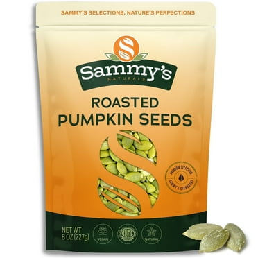Sammy’s Pumpkin Seeds - Roasted Unsalted, Nutritious Snack, 8 oz