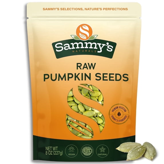 Sammys Naturals Raw Pumpkin Seeds, Shelled Pepitas, Natural (8oz - 0.5 lb)