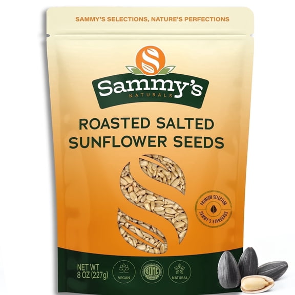 Sammys Naturals Roasted & Salted Sunflower Seed Kernels, Non-GMO Vegan Snack & Salad Topping (8oz - 0.5 lb)