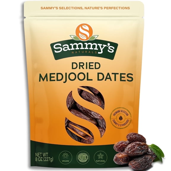 Sammys Naturals Medjool Dates, Soft Fresh, No Sugar Added (8oz) Vegan, Kosher
