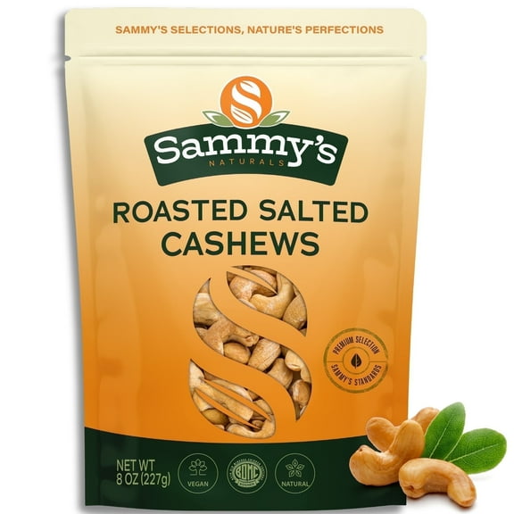 Sammys Roasted Lightly Salted Cashews - Crunchy, Delicious Snack - 8 oz