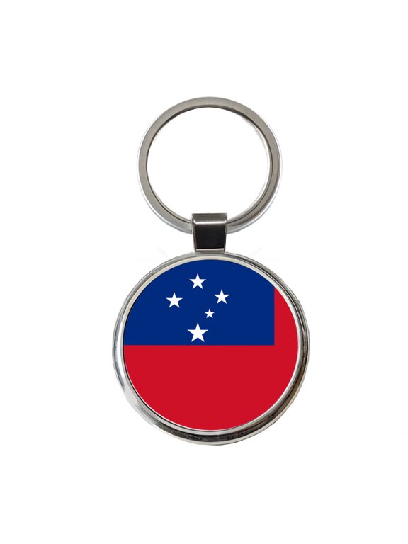 Samoa Country Flag Metal Round Keychain