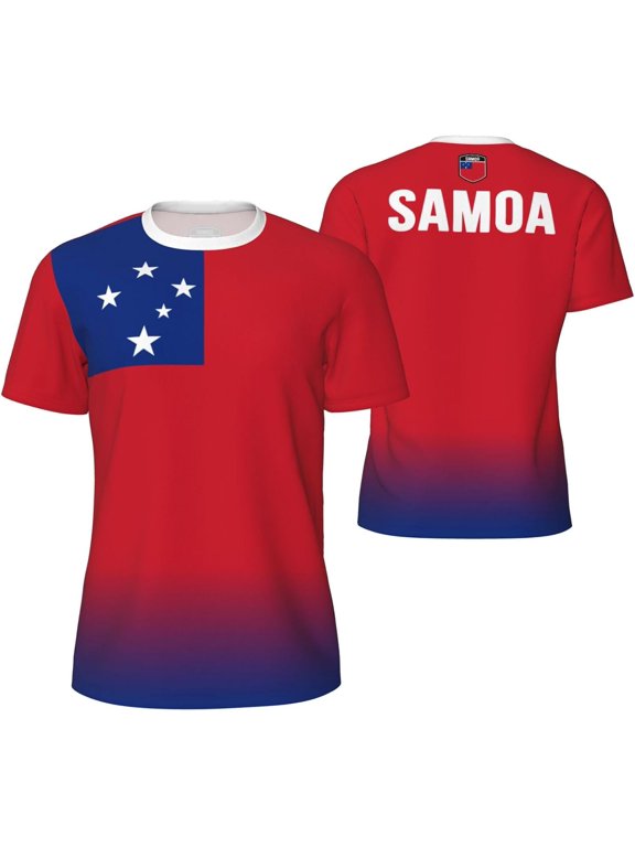 Samoa Flag Gradation T-Shirt Sports Jerseys for Running Soccer Tennis Fitness