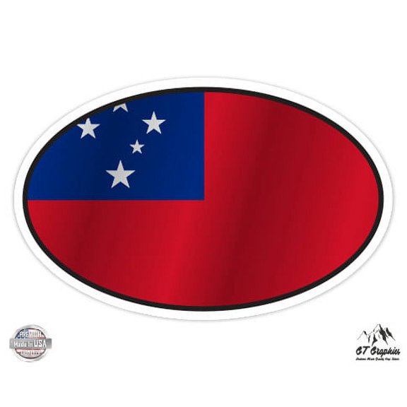 Samoa Flag Oval - 3" Vinyl Sticker - For Car Laptop I-Pad Phone Helmet Hard Hat - Waterproof Decal