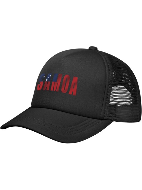 Samoa Flag Samoan Text Word Art Baseball Cap Adjustable Casual Mesh Hats Duck Tongue Hat for Men Women89 Black
