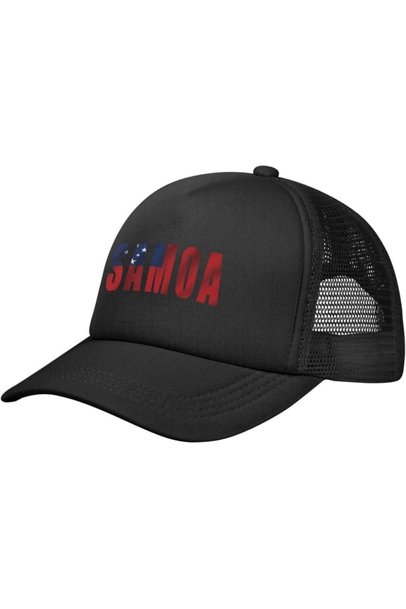 Samoa Flag Samoan Text Word Art Baseball Cap Adjustable Casual Mesh Hats Duck Tongue Hat for Men Women89 Black