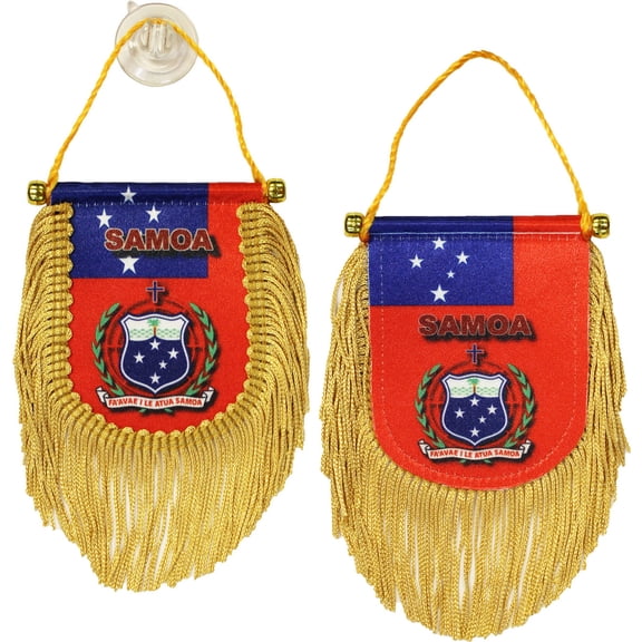 Samoa Fringed Window Hanging Flag (Shield)
