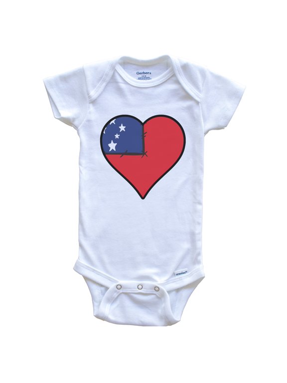 Samoa Heart Samoan Flag Baby Bodysuit