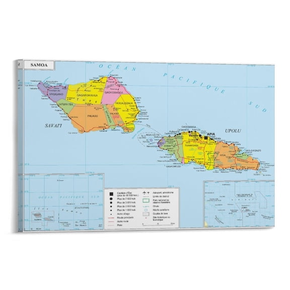 Samoa Map Posters Print Photo Art Painting Canvas Poster Home Decorative Bedroom Modern Decor Posters Gifts 08x12inch(20x30cm)