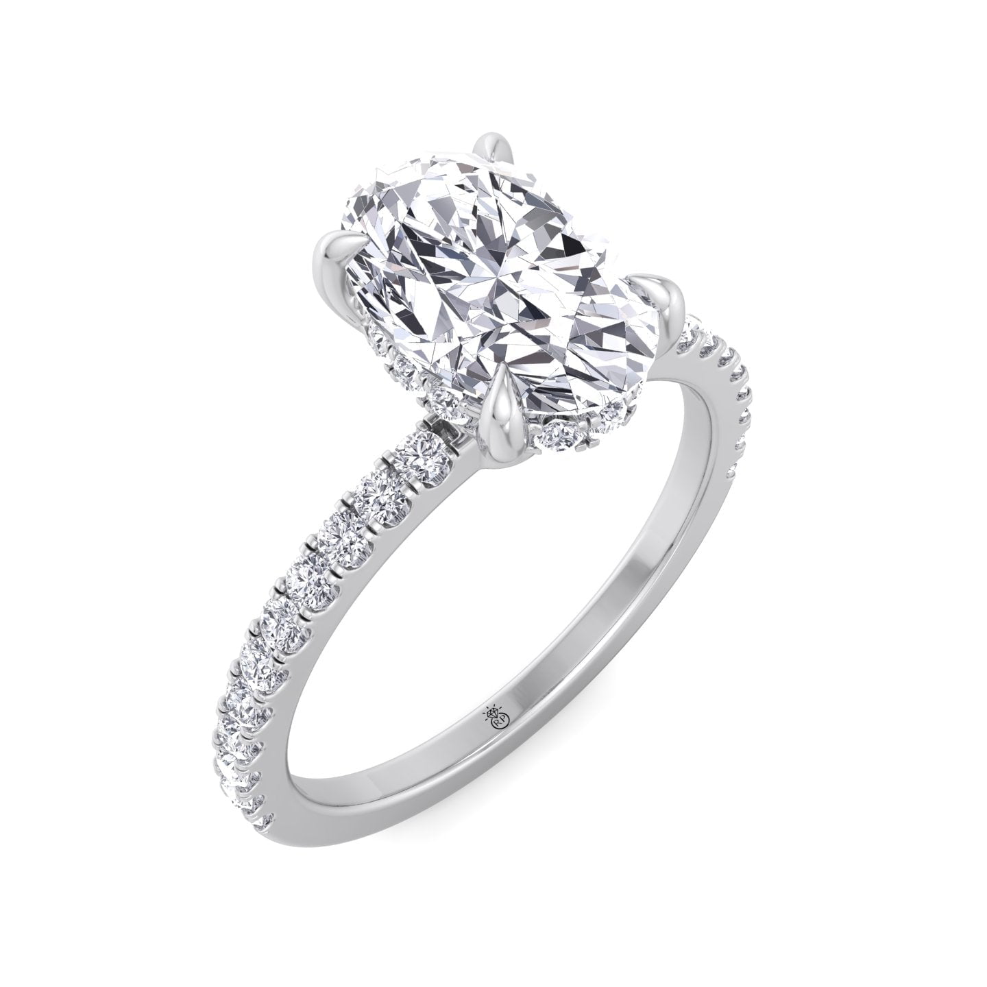 2.00 Ct. Oval Shaped Moissanite Two-Toned Halo Engagement Ring - CR16OV-M | Icing on The Ring