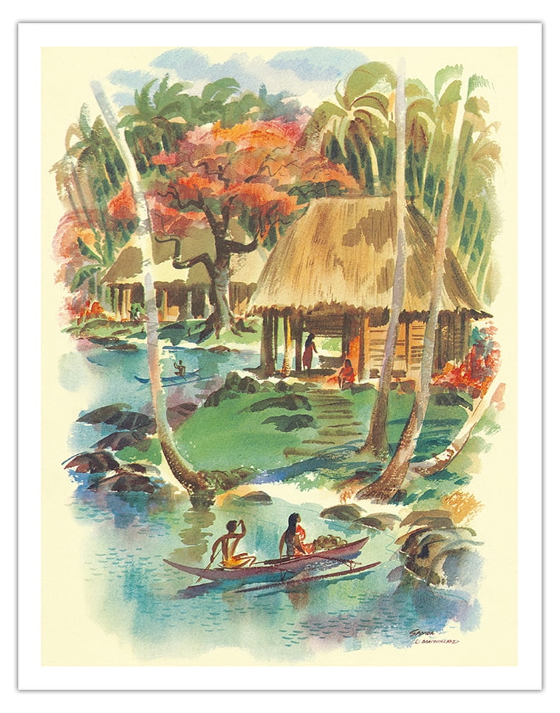 Samoa - S.S. Matsonia - Vintage Ocean Liner Travel Poster by Louis 