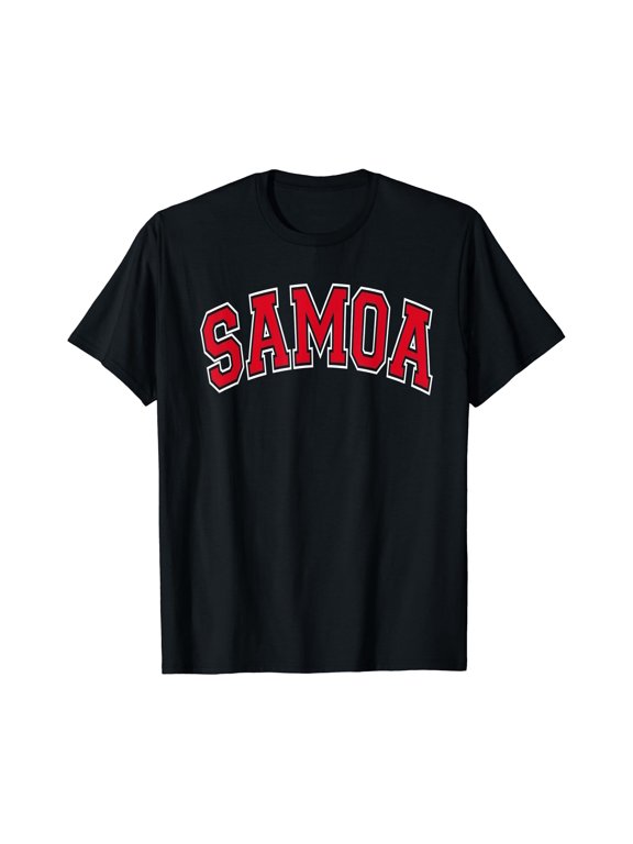 Samoa Varsity Stylee Red Text T-Shirt , Vintage T-Shirt