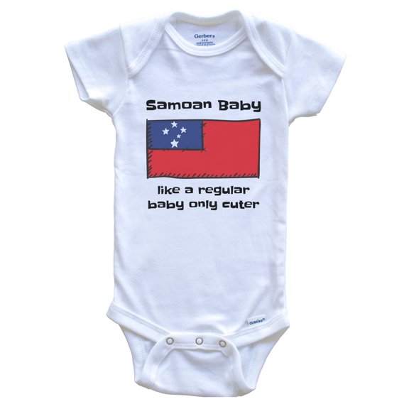 Samoan Baby Like a Regular Baby Only Cuter Funny Samoa Flag Baby Bodysuit, 3-6 months white