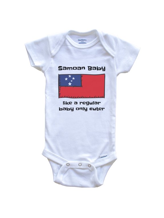 Samoan Baby Like a Regular Baby Only Cuter Funny Samoa Flag Baby Bodysuit, 6-9 months white