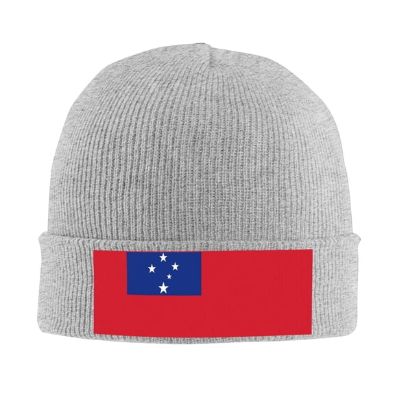 Samoan Flag Beanie Hat Knit Hat Skull Cap for Men Women Winter Hat Gray
