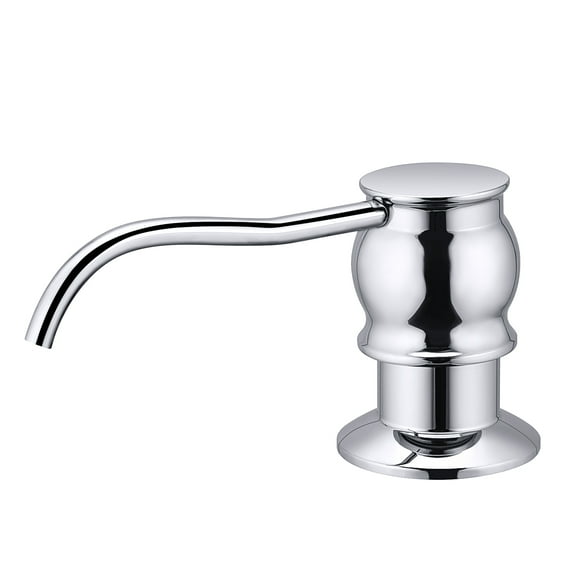 Samodra Kitchen Sink Soap or Lotion Dispenser, Brass Pump Head 17 oz Bottle Built in Design Refill from the Top (Chrome)