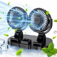 thumbnail image 1 of Samovi Dual Head Car Fan, 2 Speeds Portable Vehicle Cooling Fan 360° Rotatable for Front/Rear Seat Passengers, Strong Airflow Car Essentials for Home, Office, and Travel (Black), 1 of 8