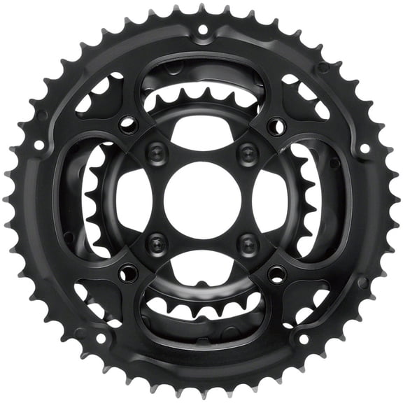 Samox 317SSS Chainring Set - 48/38/28t, 104/Riveted BCD, Steel Rings, Black