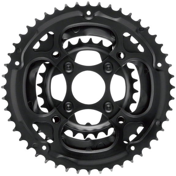 Samox 338ASS Chainring Set - 48/36/28t, 104/Riveted BCD, Aluminum Outer Ring, Steel Middle/Inner Ring, Black