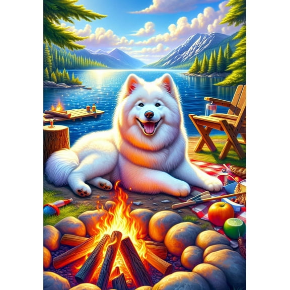 Samoyed - Best of Breed DCR Summer Camping Outdoor Garden Flag 12" x 17"