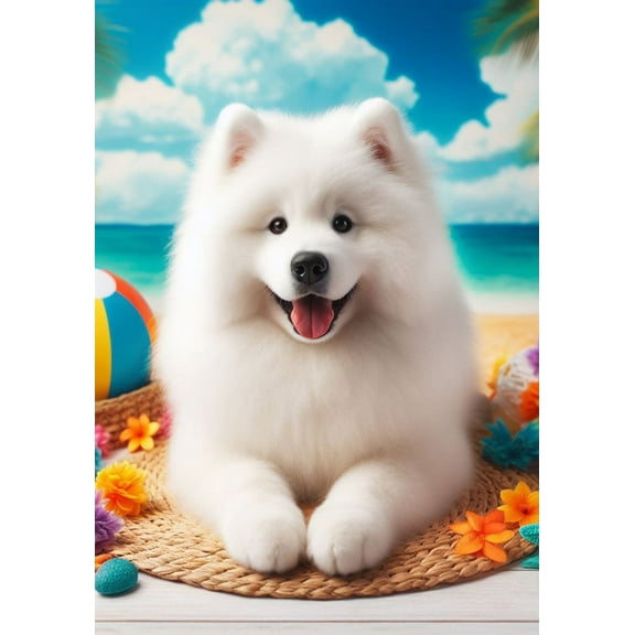 Samoyed - Best of Breed DCR Summer Garden Flag 12" x 17"