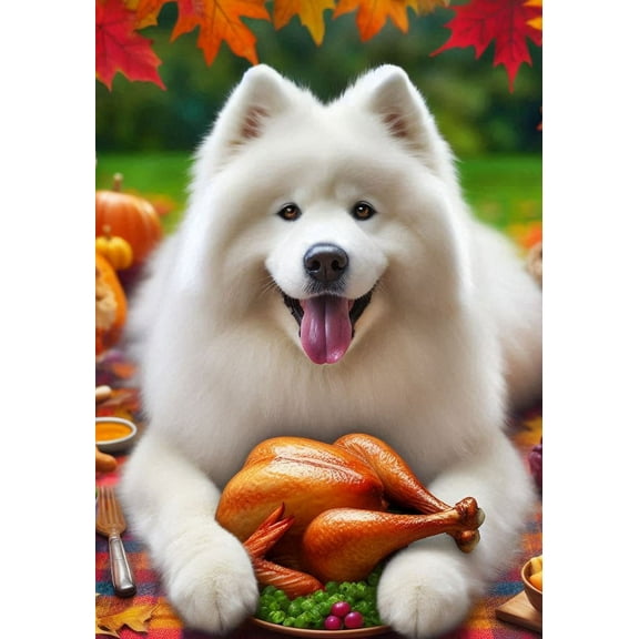 Samoyed - Best of Breed DCR Thanksgiving Garden Flag 12" x 17"
