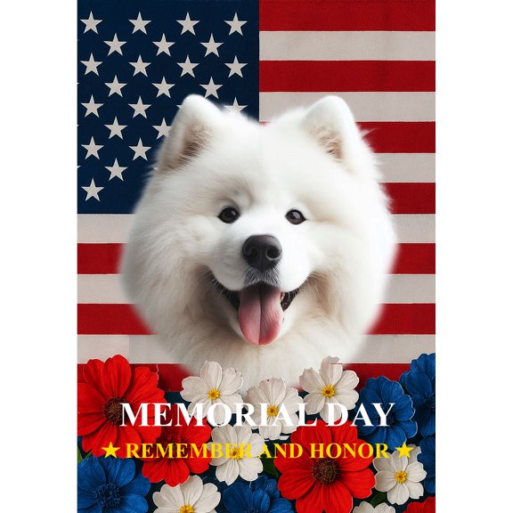 Samoyed - Best of Breed Memorial Day Outdoor Garden Flag 12" x 17" Mailbox Flag Dog Flag